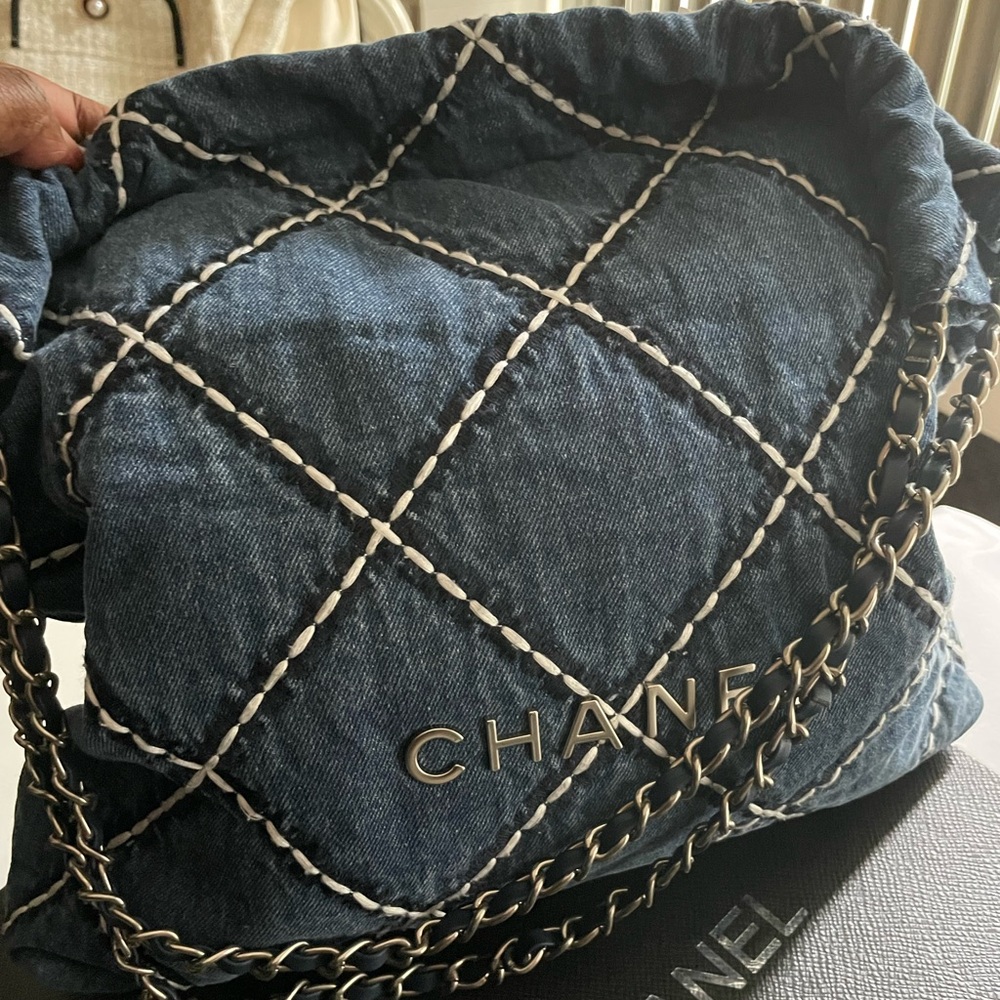 Chanel Quilted Denim Shoulder Bag